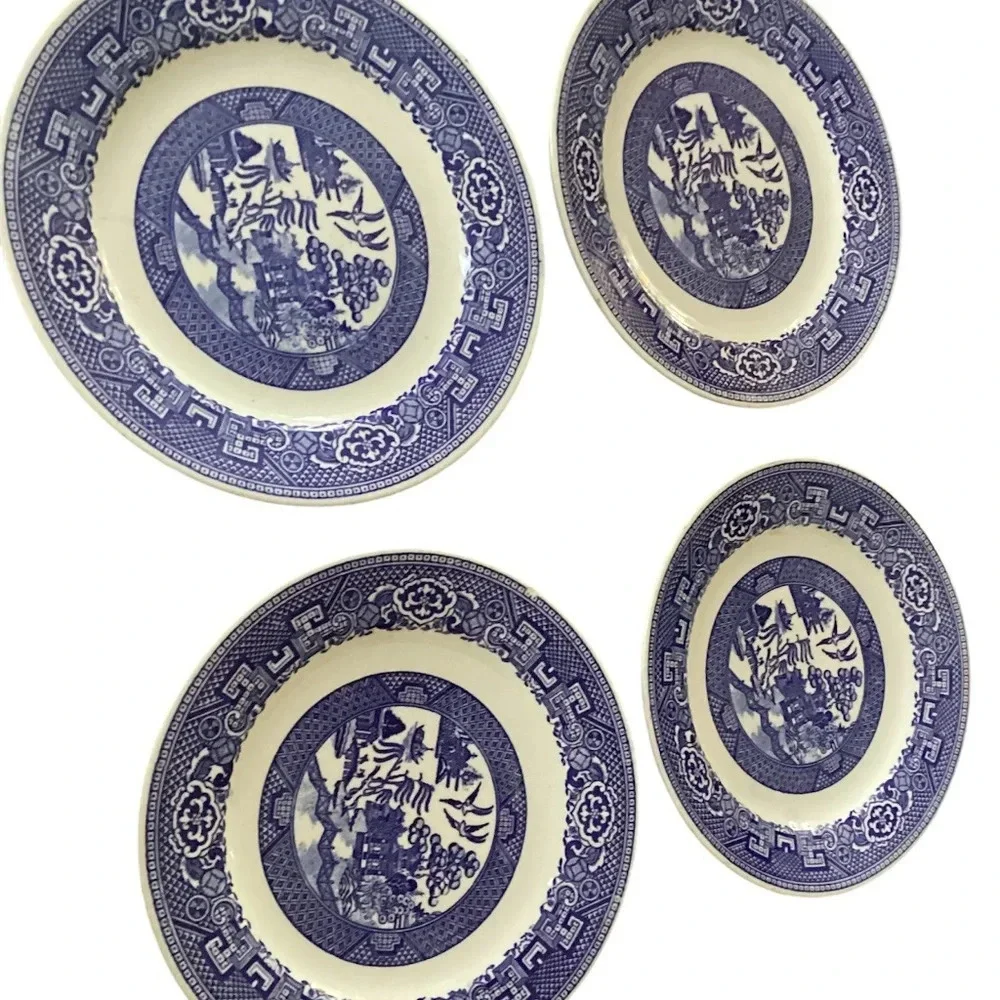 Homer Laughlin desert plates vintage made in USA willow ware Asian Orien…